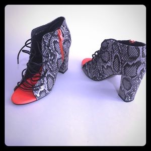 4 inch heels fire orange neon lights snake